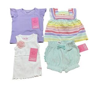 Rufflebutts Set Of 4 Clothing‎ Pieces 3-6 Months Tops Bloomers NWT New Pink Teal